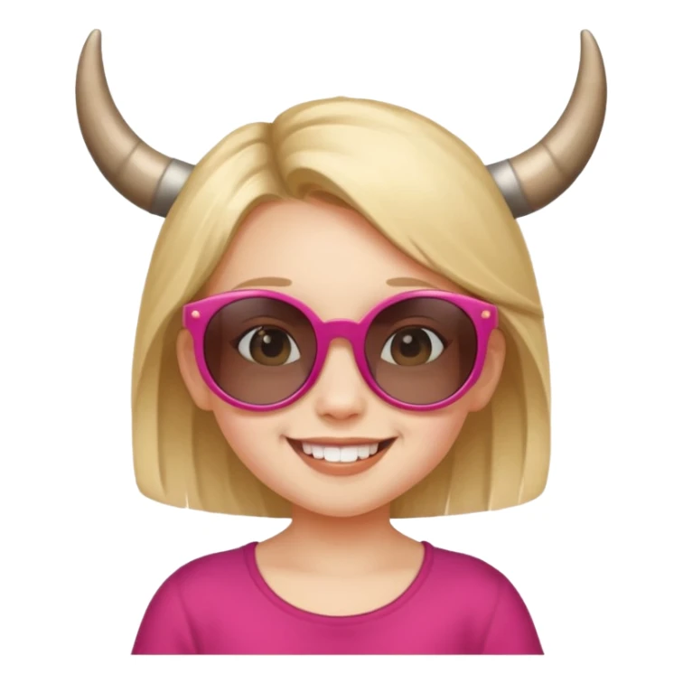 child girl with horns and sunglasses sticker