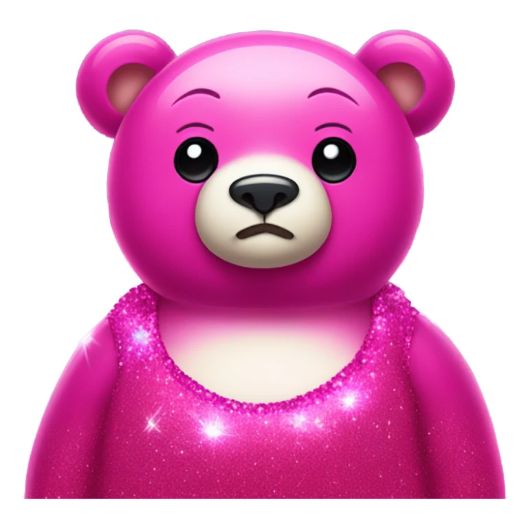 Hot pink sparkly fat bear standing with crystals and glitter  sticker