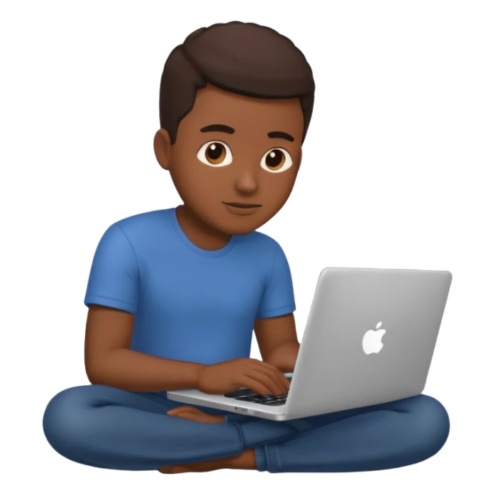 its a black man sitting working on a laptop with no face or anything sticker