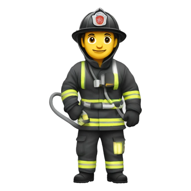 fire fighter, whole body, holding a hose sticker