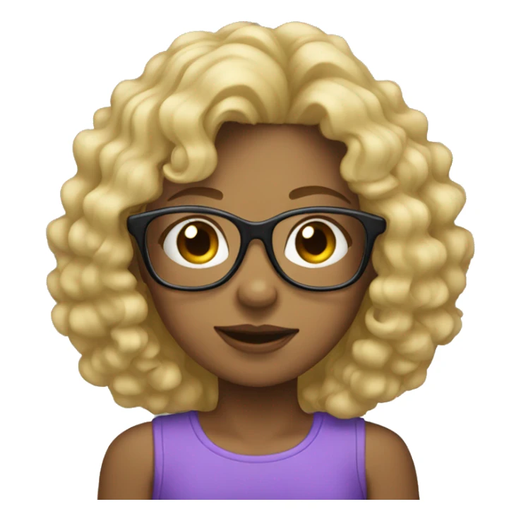 Girl with curly hair  with big glasses  blonde sticker