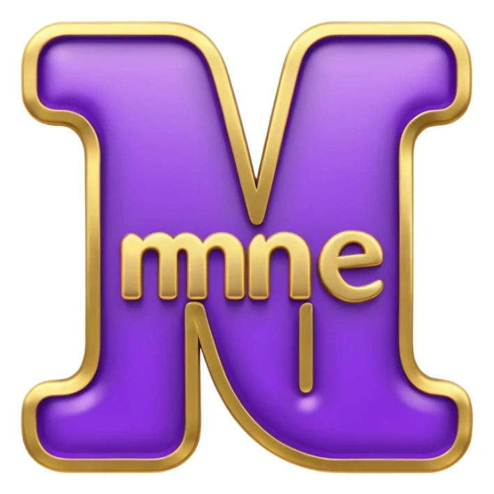 3D text that spells "me" in a shiny purple fancy font  sticker