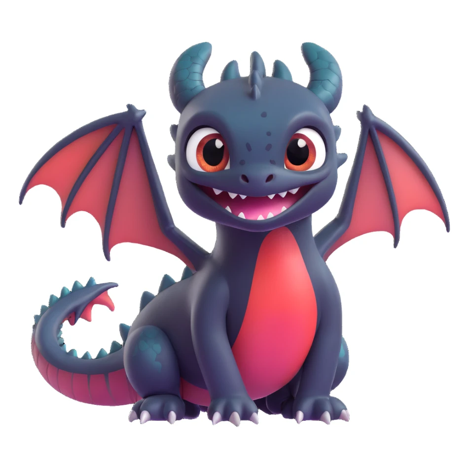 Toothless dragon inspired by How to Train Your Dragon, cute and expressive, happy face, perfect for Twitch emoji sticker