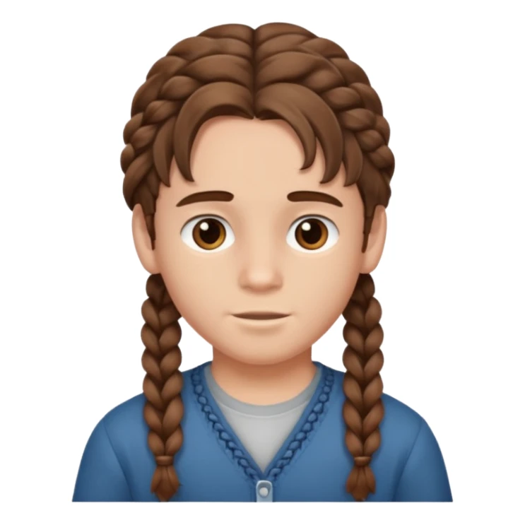Boy with brown wavy hair in braids sticker