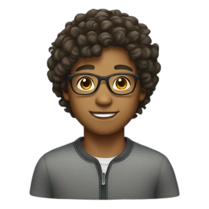 boy with curly hair and glasses sticker