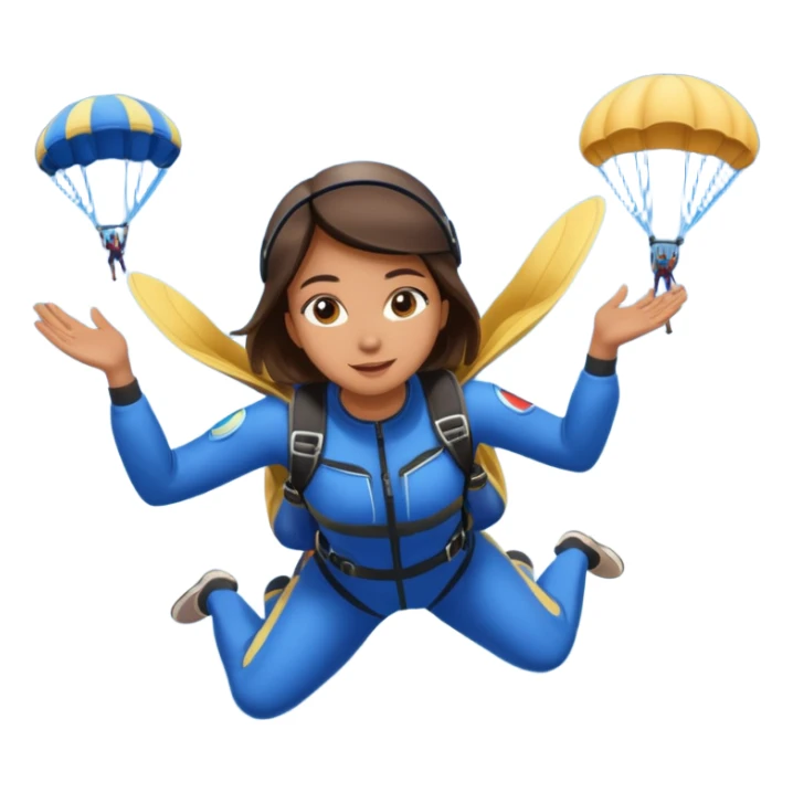 Skydiving girl with parachute and UFO blue sticker