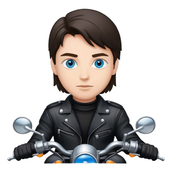 Blue eyed person full black leather on motorcycle sticker