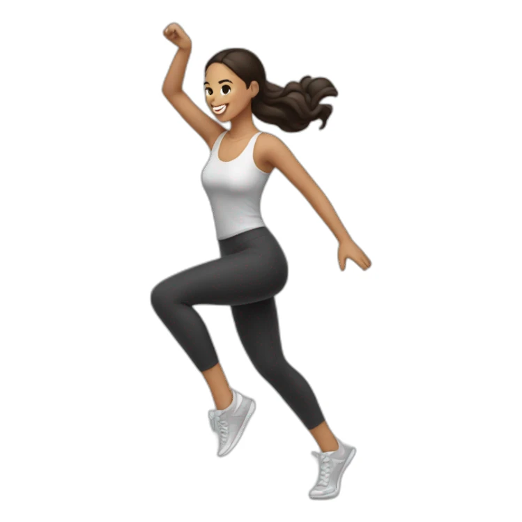 Brunette woman dancing salsa in leggings and sneakers sticker