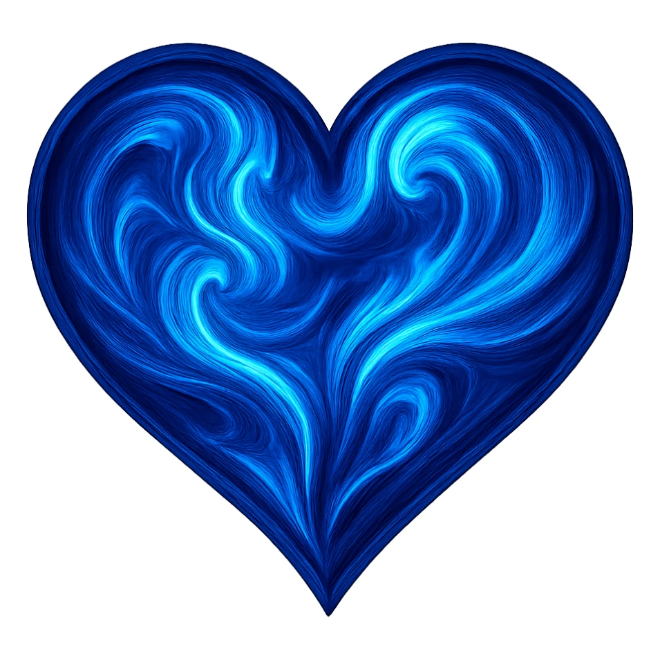 heart with a swirling sapphire blue effect sticker
