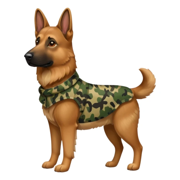 German shepherd wearing camo full body sticker
