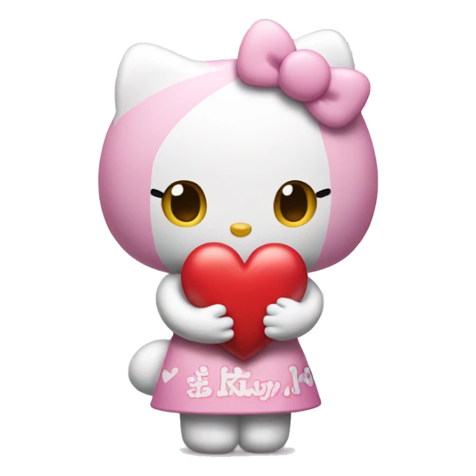 hello kitty holding a heart that says “mary me?” sticker