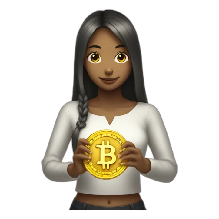 anime girl with bitcoin in hands sticker