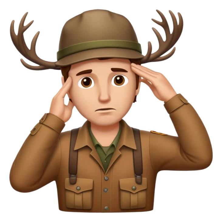 White man deer hunter brown hair facepalm  sticker