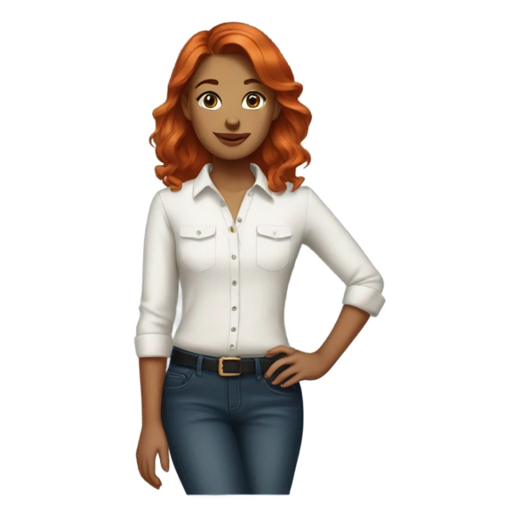 Auburn-haired girl in stylish shirt sticker