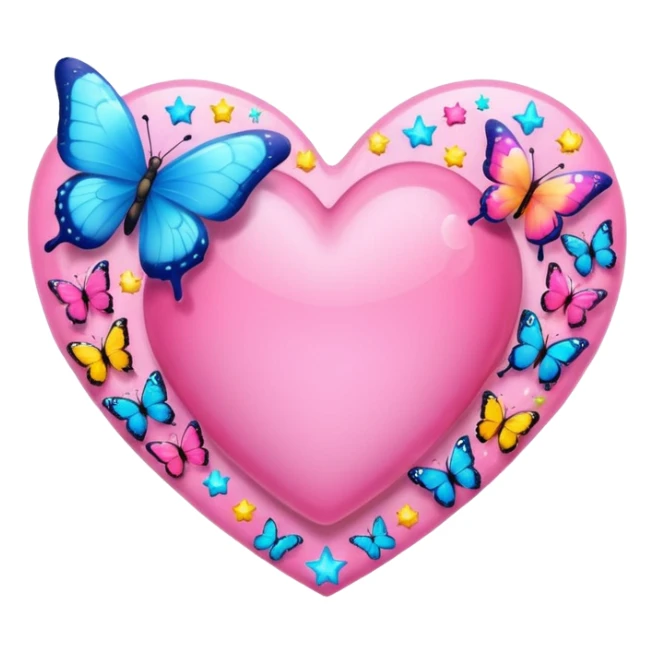 Pink heart with stars and butterflies sticker