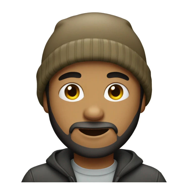 Boy wearing beanie with beard sticker