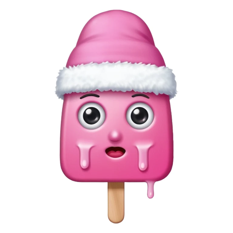 pink popsicle with eyes and snow hat sticker