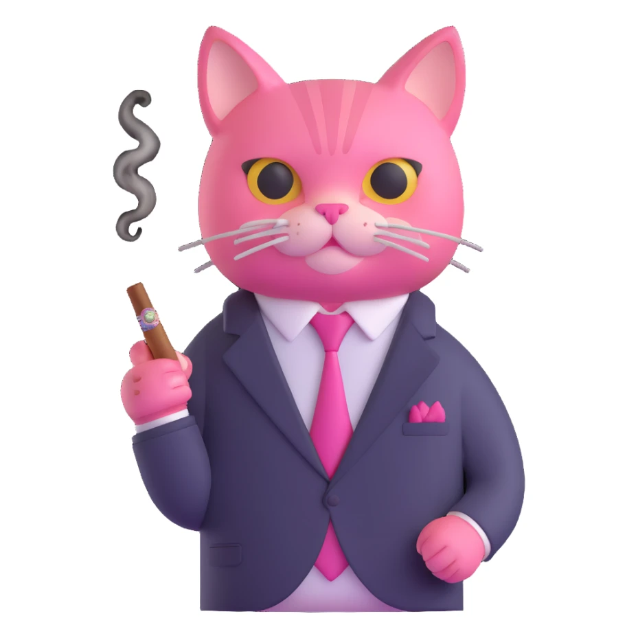 cute pink cat mafia boss with suit and cigar sticker