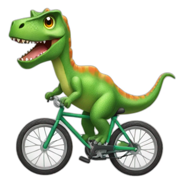 A dinosaur who ride a bike sticker