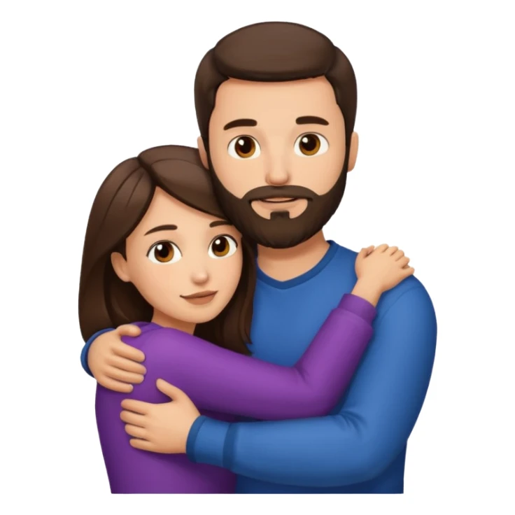 Brunette Man with beard and brunette woman hugging  sticker