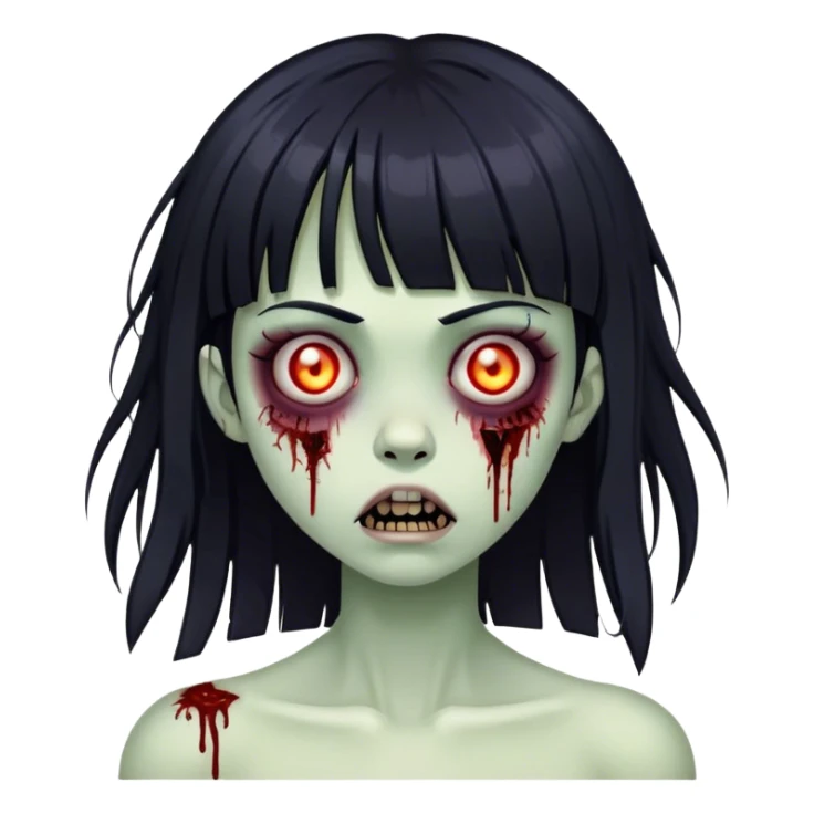 Girl with fringe black hair zombie sticker