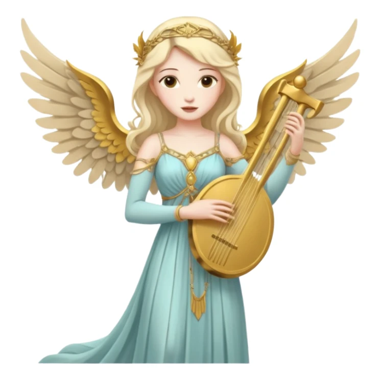 Muse of inspiration with wings and a lyre in her hand sticker