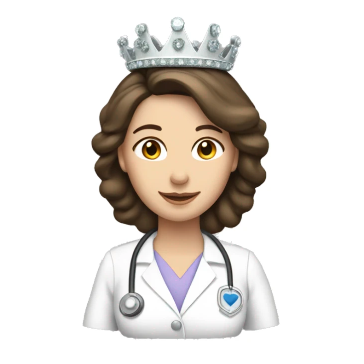 brunette caucasian nurse with queen crown and sparkles sticker