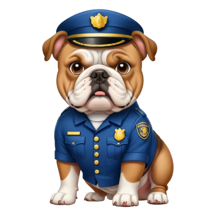 english bulldog in a security uniform sticker