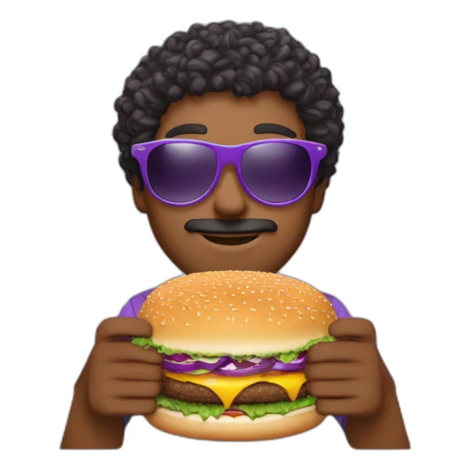 curly-hair-purple-cool-guy-round-star-sunglasses-holding-burger sticker