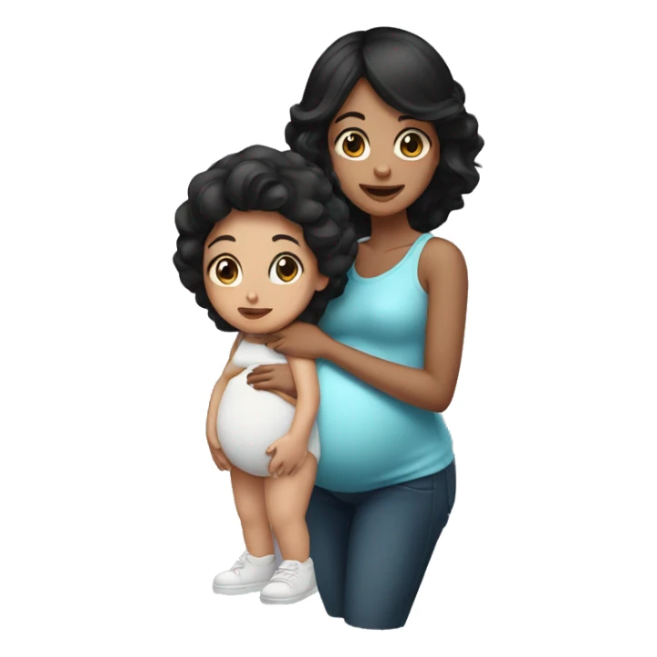 Black haired girl with dark brown eyes being pregnant  sticker