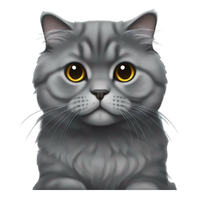 all dark grey Scottish Fold Cat long hair sticker