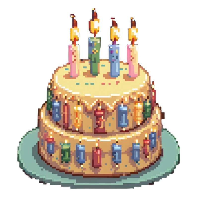 dangao Chinese birthday cake with candles, pastel colors sticker