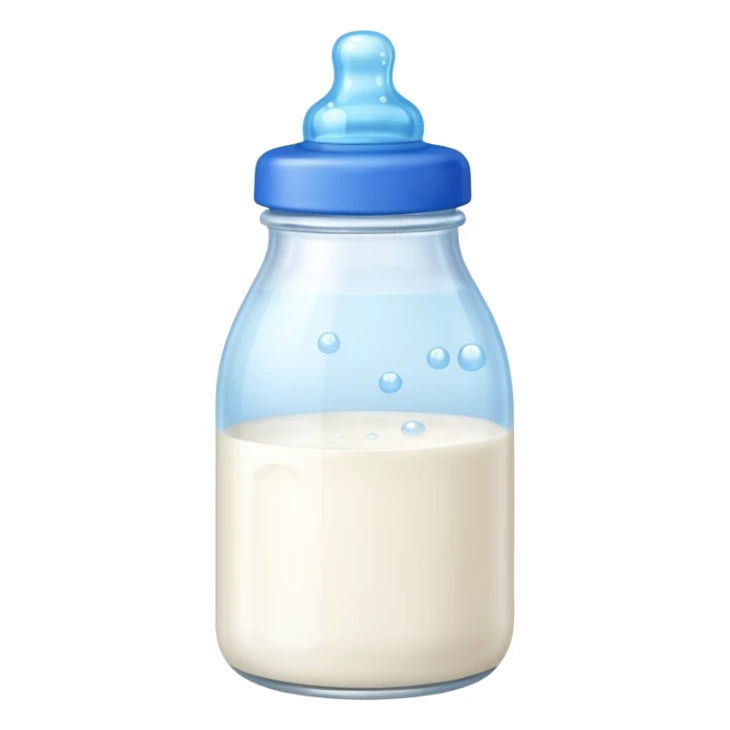 baby Milk bottle with blue cap and bubbles sticker