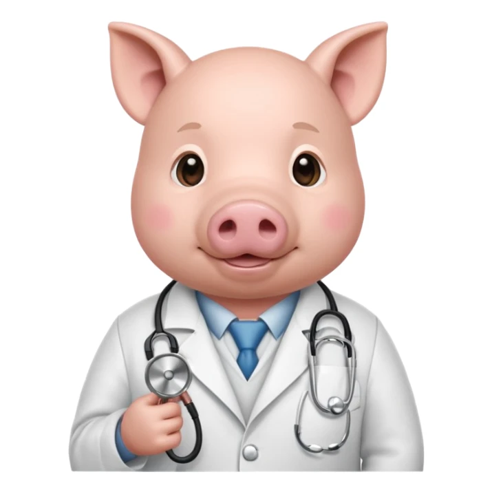 Pig in white coat holding stethoscope.













 sticker