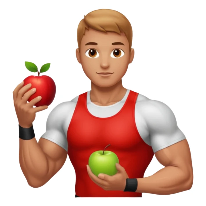 sportler mit einem Apfel in der Hand @emoji sticker