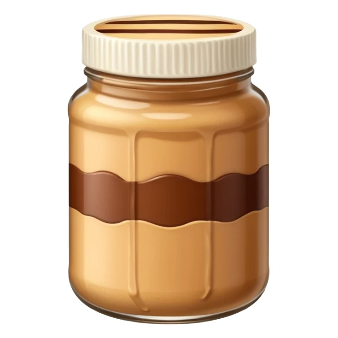 A jar of peanut butter with chocolate stripe: sticker
