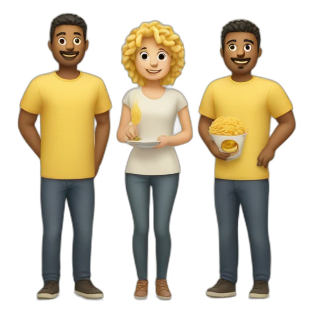 three people and lots of pasta sticker