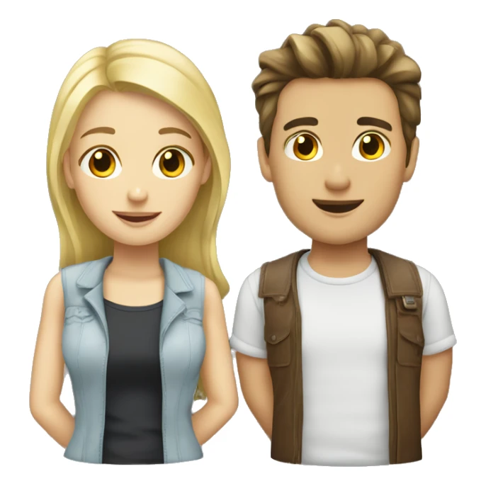 couple blond boy brunette girl sticker
