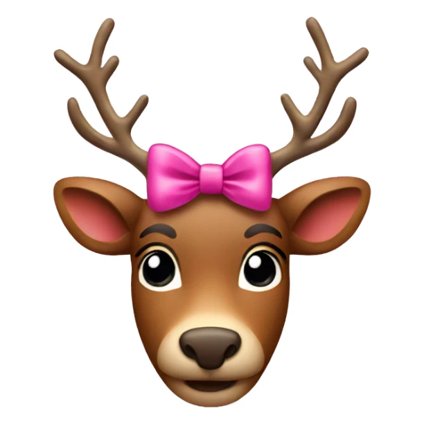 A Christmas rudolf wearing a pink bow on top of its head sticker