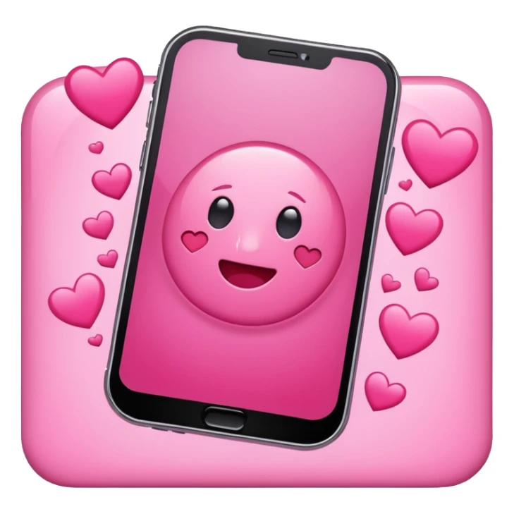 Plain pink phone screen flooding with love notifications, chaotic.  sticker