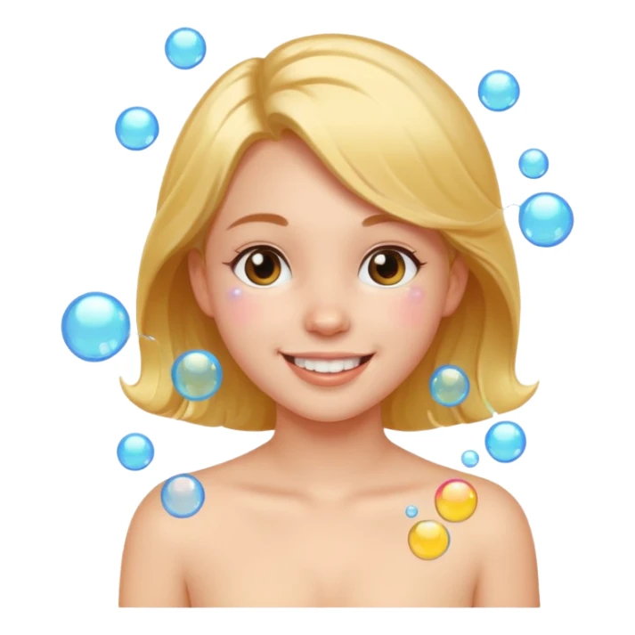 one girl with bubbles on  boob sticker
