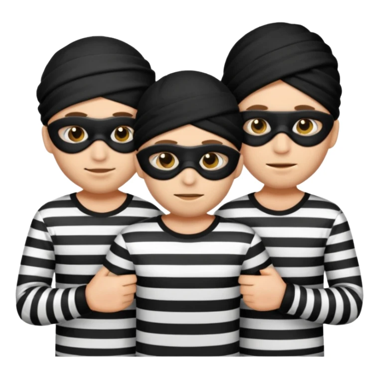 3 theif robbers emoji,Stripped shirt,eye mask, black head. sticker