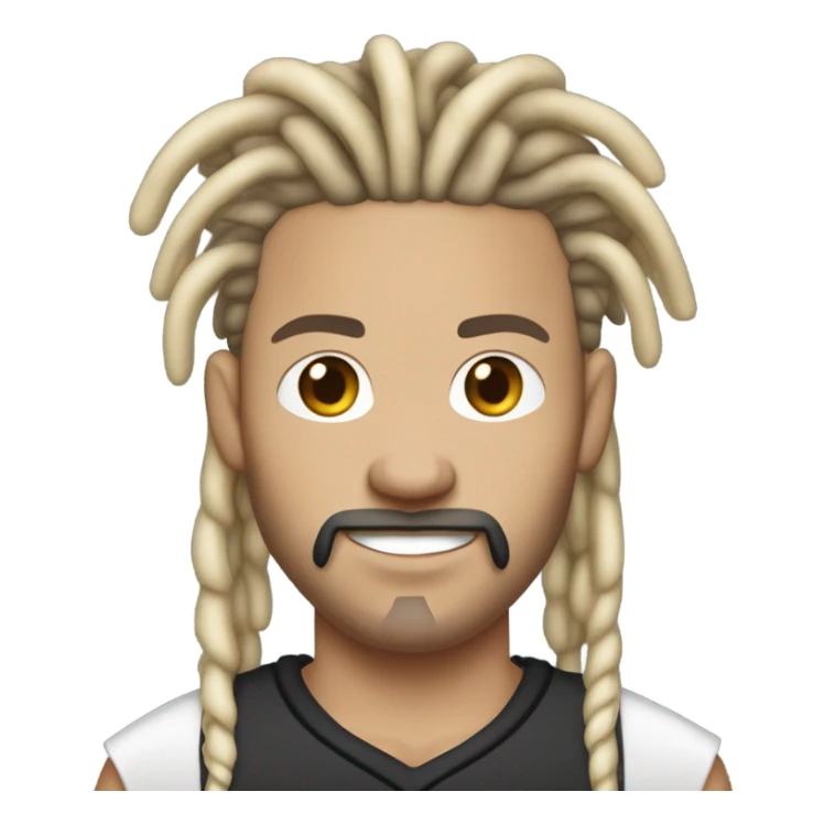 very light skin with freckles guy almost pale with 2 strand black dreads yelling with basketball jersey and diamond chain on with dread that are long to his shoulders.  goatee and mustache. no beard or side burns. black hair and lack facial hair sticker