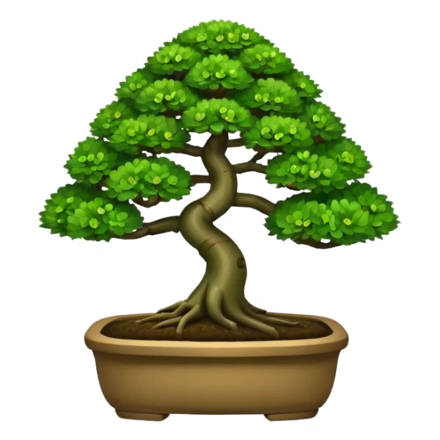 bonsai tree with a big smile emoji style sticker