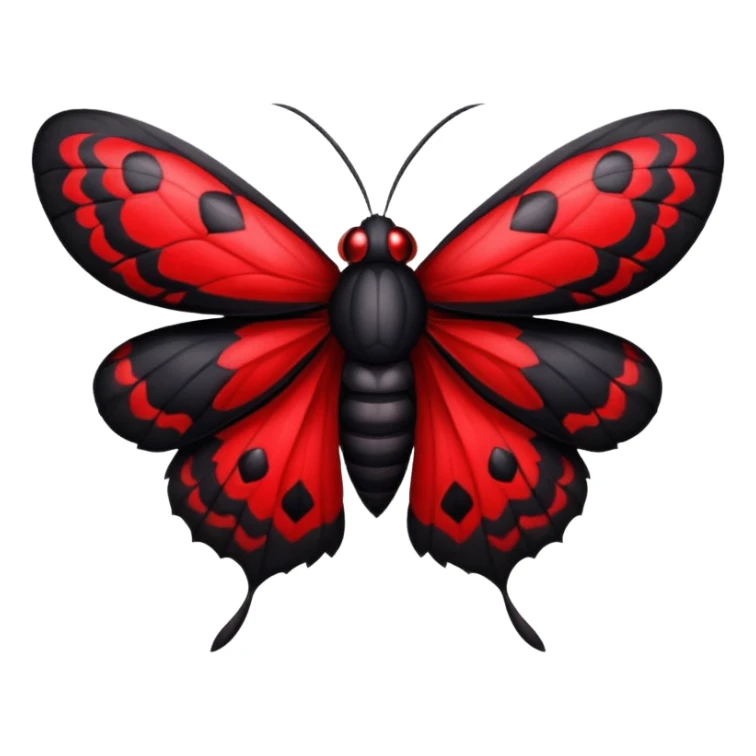 A sexy black and red moth with glowing red eyes sticker