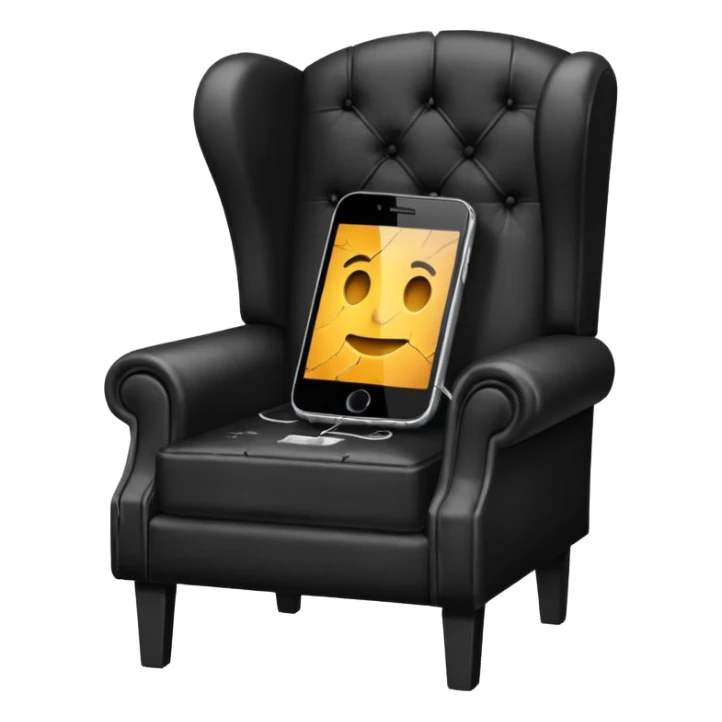 a phone in a chair looking sad sticker
