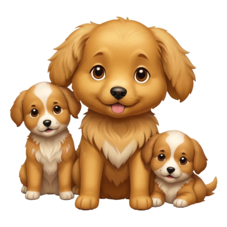golden dog with its puppies sticker