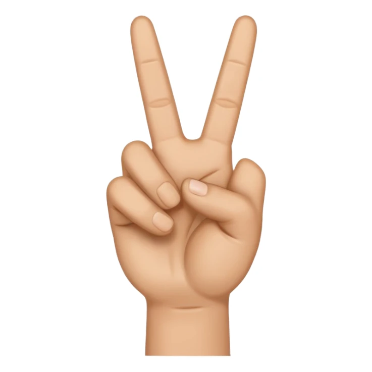 Create an emoji of a hand, peace sign with the thumb sticking out sticker