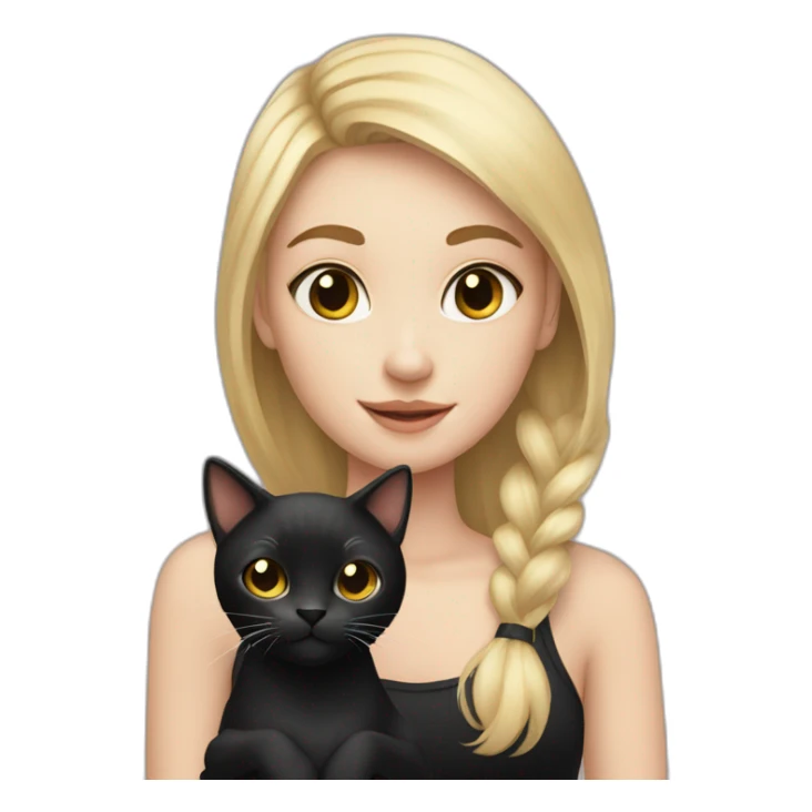 fair skinned girl with blonde hair holding a black cat sticker