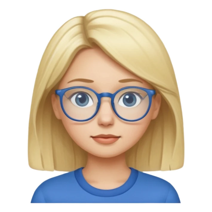 blond girl with eyeglass and blue outfit sticker